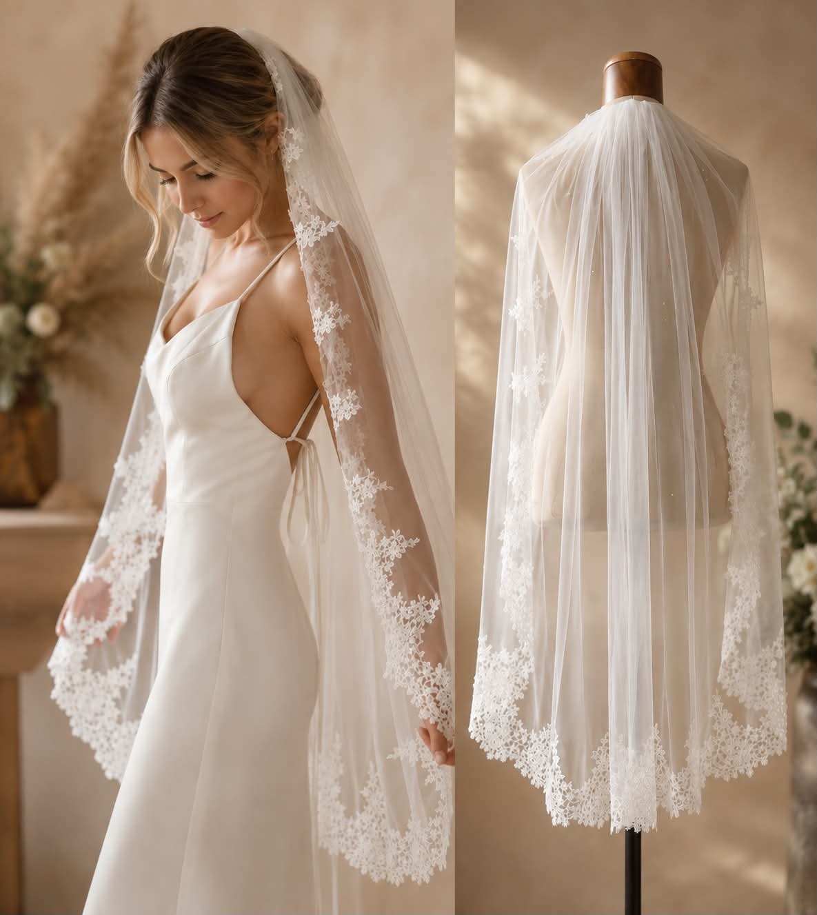 Luna lace fingertip wedding veil