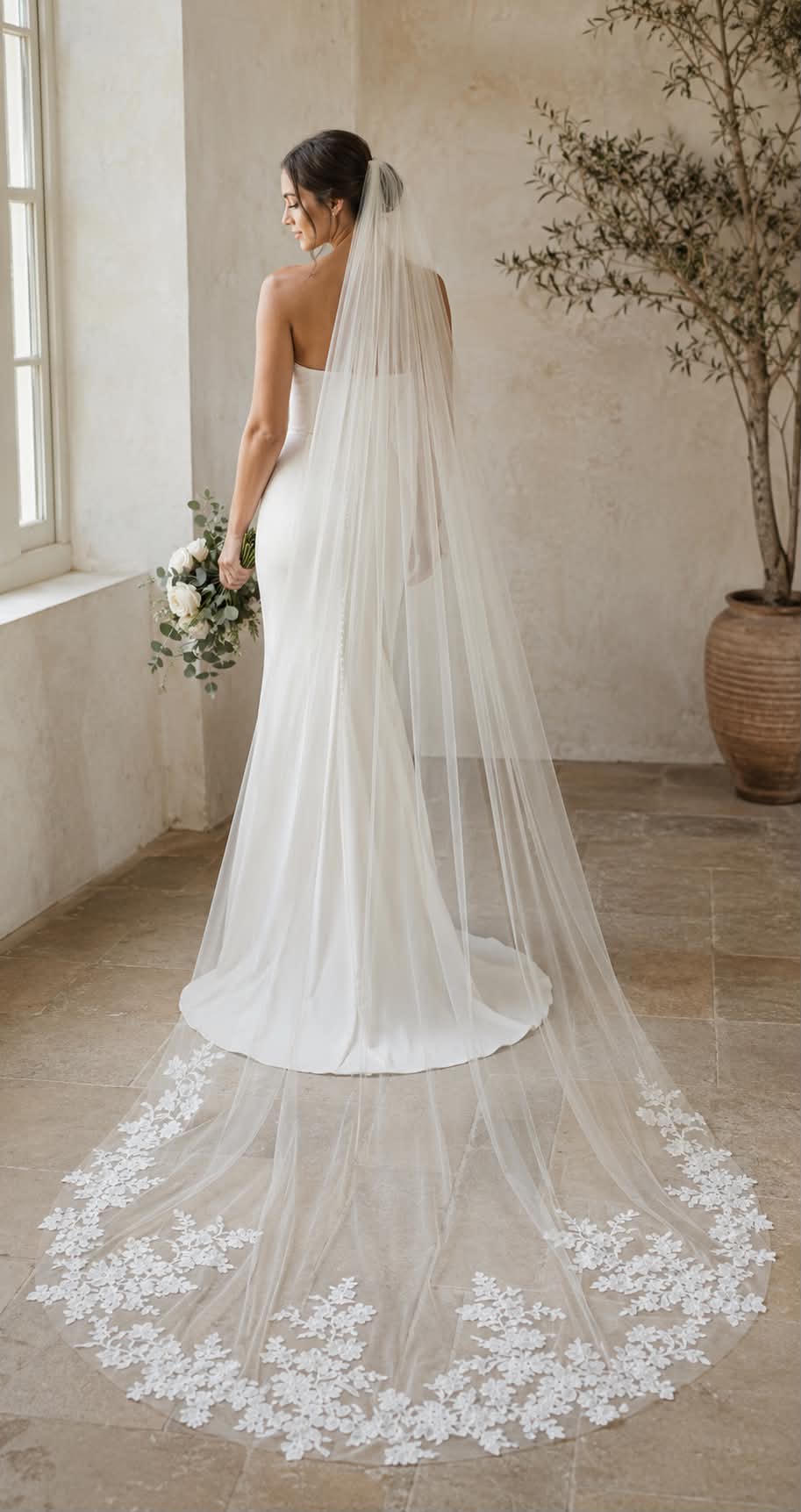 Madeline — Floral Lace Chapel Veil wedding veil NZ photo 4