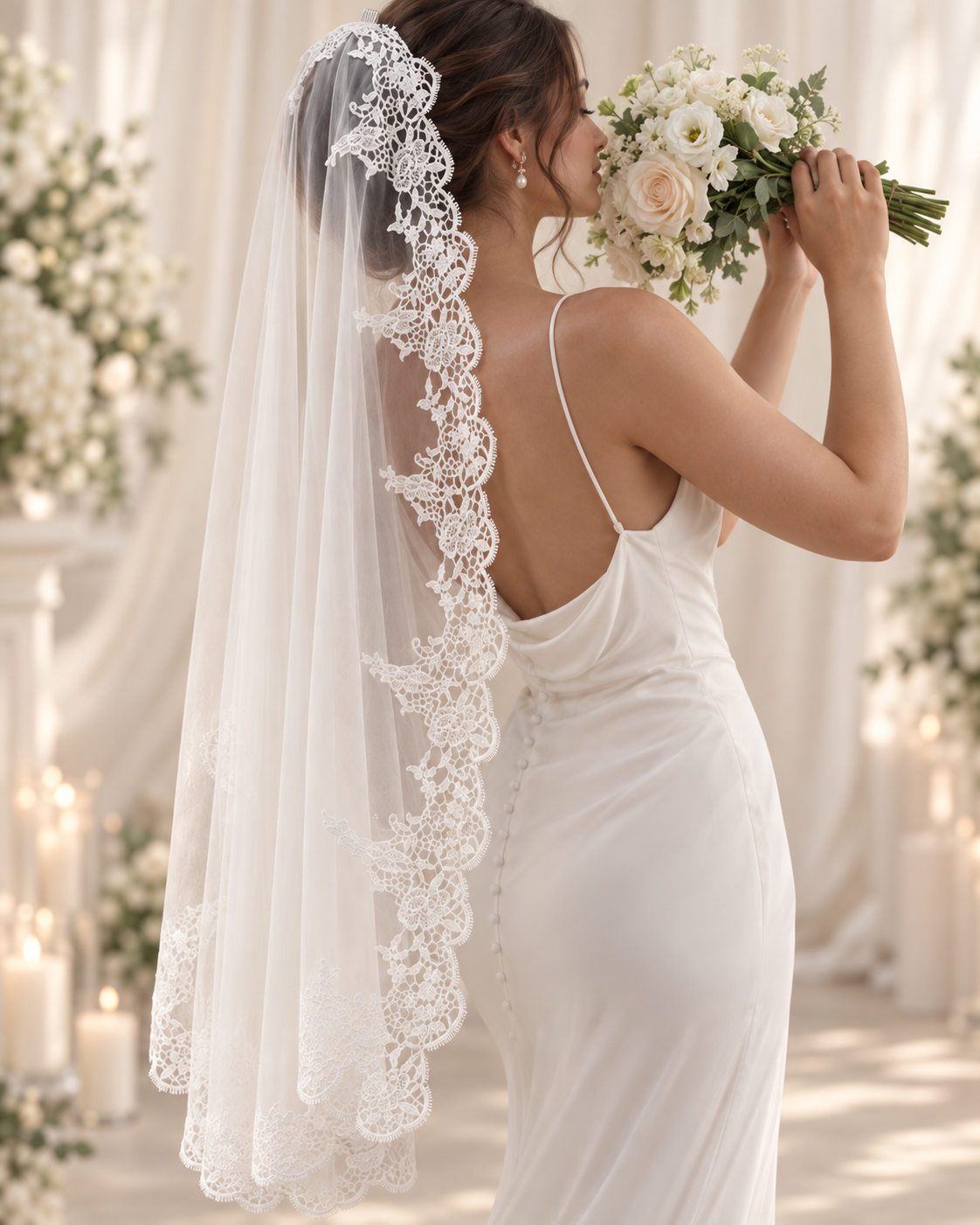 Camille — Fingertip Mantilla Veil wedding veil NZ photo 5