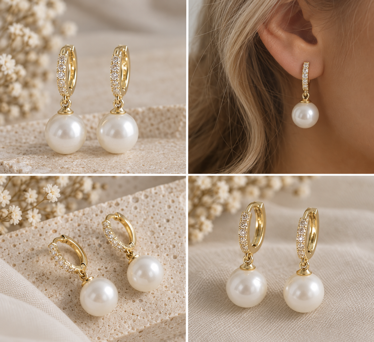 Elodie Pearl Huggie Earrings
