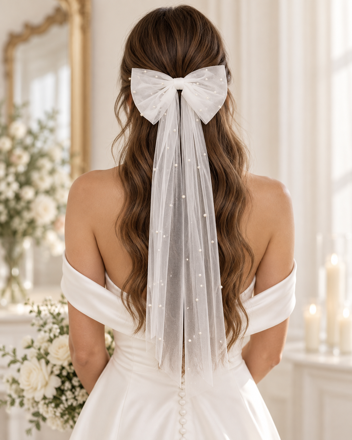 After Party Pearl Bow — Wedding Veil