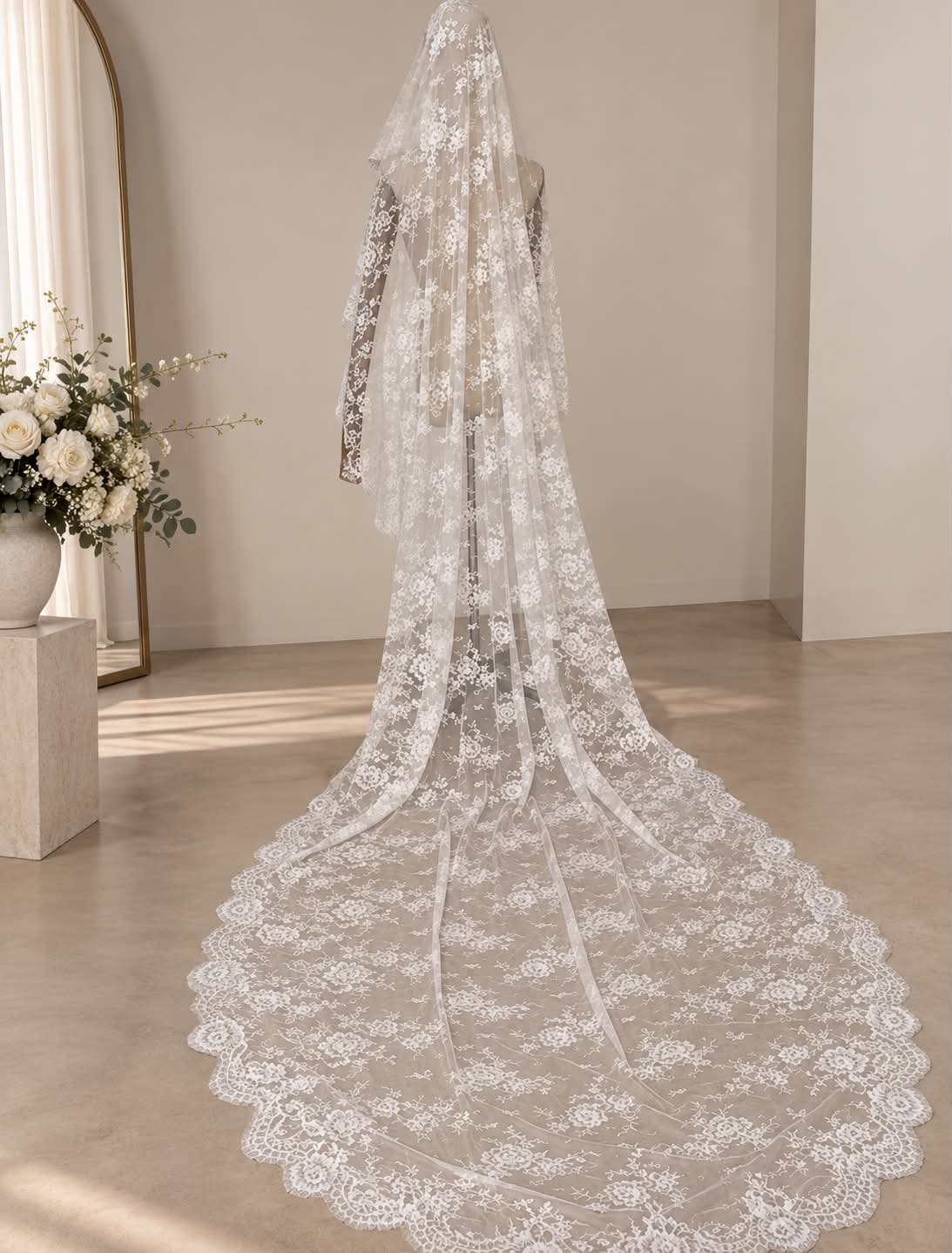Siena — Vintage Lace Chapel Veil wedding veil NZ photo 7