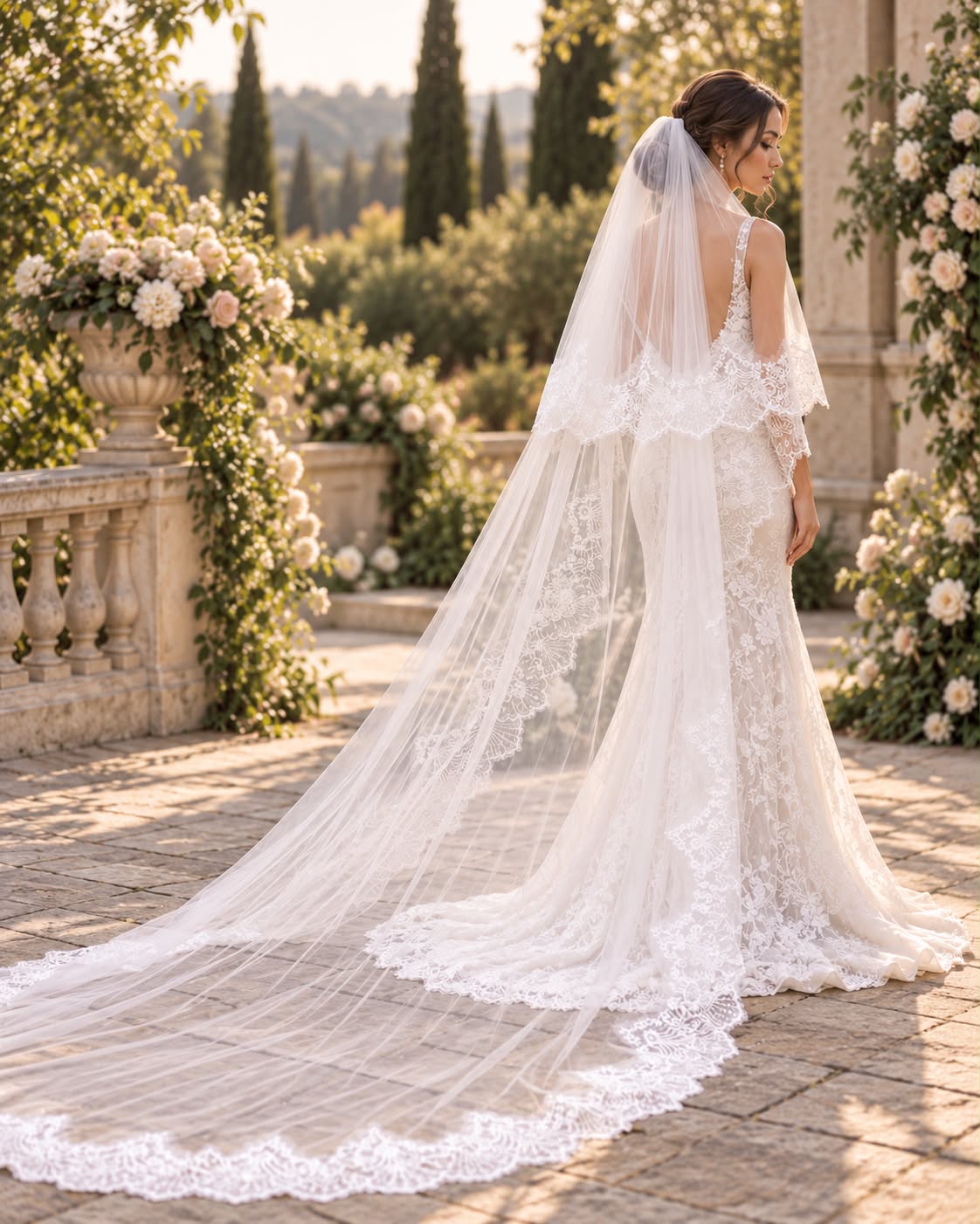 Valentina — Cathedral Mantilla Blusher Veil