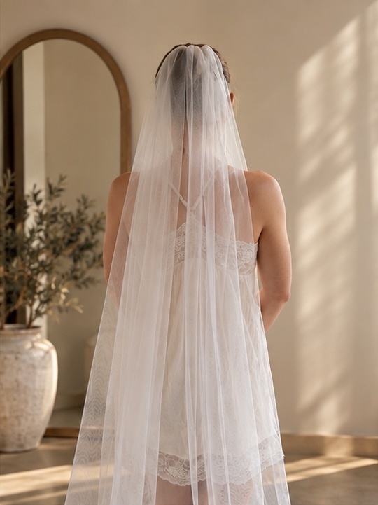 Hayley — Plain Cathedral Veil wedding veil NZ photo 11