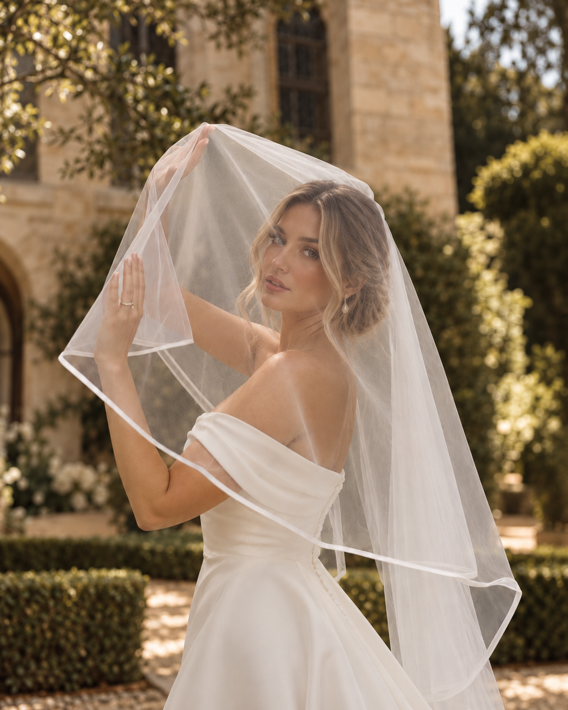 Juliette — Chapel Blusher Veil wedding veil NZ photo 6